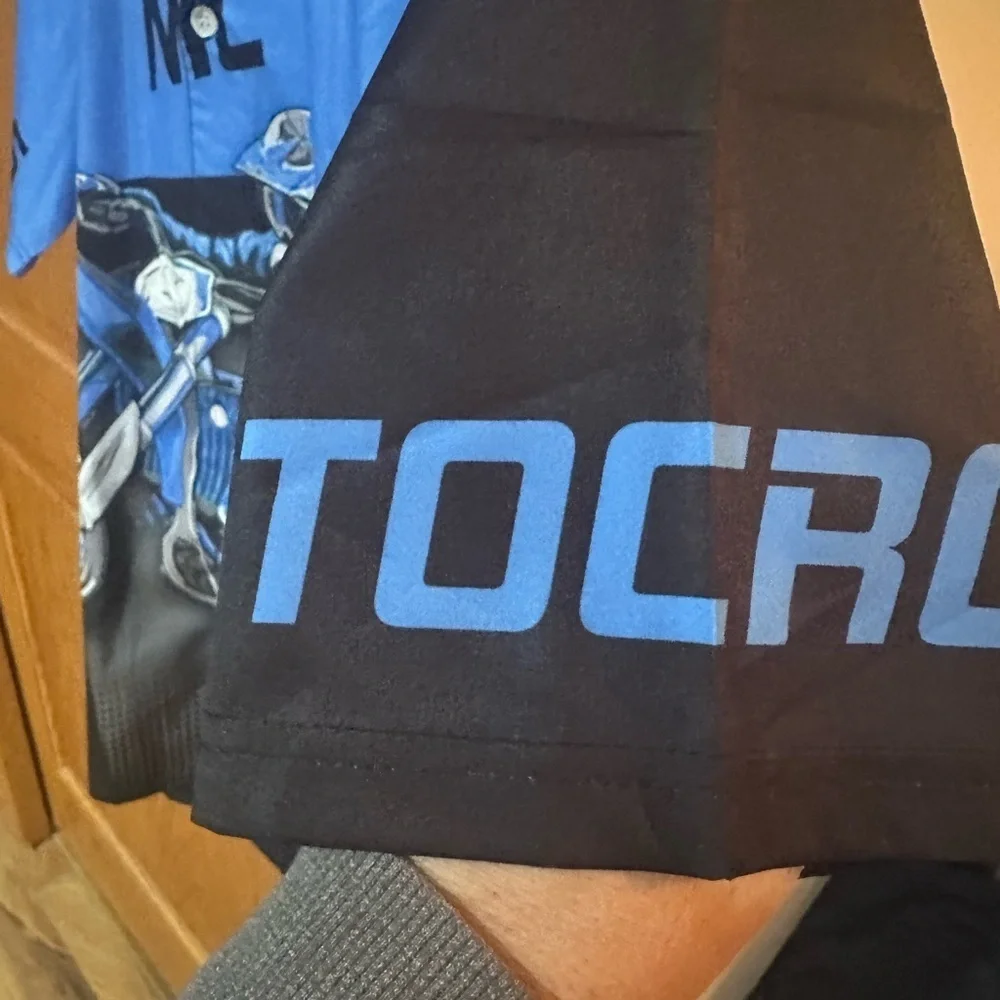 Blue and Black Motocross Graphic Shirt